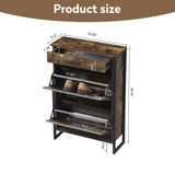 Slim Shoe Cabinet with 2 Flip Drawers &1 Drawer, Narrow Wall Hidden Shoe Cabinet, Freestanding Shoe W2948P245238