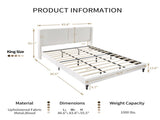 King Size Bed Frame with 55.5"High Back Upholstered Headboard,Boucle Fabric,12 Slat W1716P335678