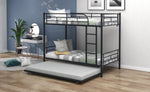 ZUN Twin-Over-Twin Metal Bunk Bed With Trundle,Can be Divided into two beds,No Box Spring needed ,Black 57622186