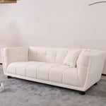 ZUN WKS13 Mid-century modern style: simple white sofa, small square design, velvet fabric texture W2085P173252