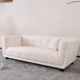 ZUN WKS13 Mid-century modern style: simple white sofa, small square design, velvet fabric texture W2085P173252