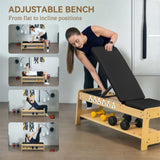 ZUN Wooden Adjustable Weight Bench 59421374