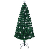 6FT Pre-lit Fiber Optic Christmas Tree with Large Stars, Artificial Chritsmas Tree Spruce Tree Color 76638144