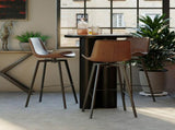 26 in. Swivel Counter Stool - Brown Vegan Leather Seat, Black Metal Frame, 1PC B2751P610243