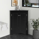 Black Triangle Bathroom Storage Cabinet with Adjustable Shelves, Freestanding Floor Cabinet for Home 62126568