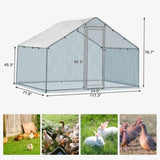 ZUN 6.5 x 10 ft Large Metal Chicken Coop, Walk-in Poultry Cage Chicken Hen Run House with Waterproof 45917111