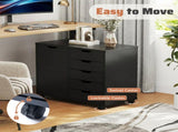 5-Drawer Rolling File Cabinet on Wheels, Wood Printer Stand with Storage Drawers for Home Office, 48695732