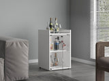 Bar Cabinet, 1 Glass Door, 3 Shelves, White B097P350285
