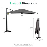 10 FT Cantilever Patio Umbrella 360&deg Rotation & Tilt Adjustment, Square Outdoor Offset Umbrella B082P195467