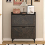 ZUN Shoe Cabinet with 2 Flip Drawers& Open Shelves,Modern Entryway Shoe Storage Cabinet, SlimNarrow W679P154753