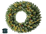 36" Snow-Tipped Pinecone Wreath, 200 PVC Tips, 70 Warm White LEDs with 8 Modes, Battery Box 34216235