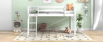 ZUN Twin Size Wood Low Loft Bed with Ladder, ladder can be placed on the left or right, White 31471087