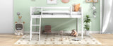 ZUN Twin Size Wood Low Loft Bed with Ladder, ladder can be placed on the left or right, White 31471087