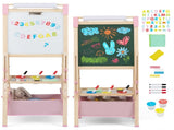 3-in-1 Wooden Kid's Easel NaturalPink, Magnetic Chalkboard/Whiteboard 60 Accessories 82274467