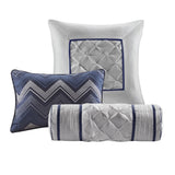 7 Piece Tufted Comforter Set Navy Cal King B03596833