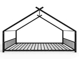 Full Size Metal House Bed Frame, Montessori Floor Bed with Safety Side Guard Rails, No Box Spring 45516107