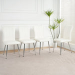 ZUN Modern white PU dining chair, cloth upholstered chair, electroplated metal chair legs, suitable for W210P224292