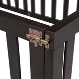 Twin Size Wood Floor Bed Frame with Fence and Door, Walnut WF299299AAL