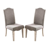 Set of 2 Fabric Parson Chairs in Gray and Antique White B016P222713