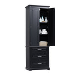 ZUN Tall Storage Cabinet with Three Drawers for Bathroom/Office, Black WF299282AAB