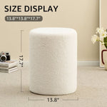 ZUN Round Teddy Fleece Ottoman with Soft Padded Seat, Multi-Functional Footrest, Vanity Chairs for 96209153