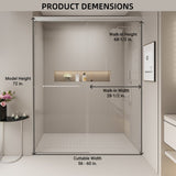 56-60 in. W x 72 in. H Double Sliding Shower Door, Semi-frameless Bypass Bathroom Sliding Door with W1573P239436