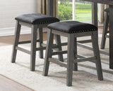 Gray Finish Set of 2 Counter Height Barstool Black Faux Leather Seat Nailhead Trim Casual Dining B01146330