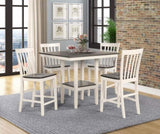 ZUN Rustic Farmhouse Transitional 5-Pc Counter Height Dining Set Square Table Wood Top Bottom Display B011P186073