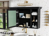 35'' x 28'' Black Wall Mounted Bathroom Storage with Mirror Door, Modern Bathroom Wall N710P196545B