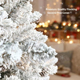 4FT Flocked Christmas Tree with 21 Natural Pinecones, 366 Branch Tips Artificial Plant Tree Full 75093809