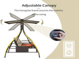 Patio Porch Swing 2 Person Adjustable Canopy Deluxe Hammock Swing Glider with Solar LED Light and 2 W1859110125