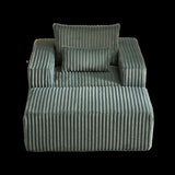 62.5-Inch Corduroy Sponge Sofa Lounge Chair with Removable footrest,No Assembly Required,Fluffy W834P206047
