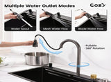 Waterfall Kitchen Sink, Stainless Steel Single Bowl in Black, Multifunctional Workstation with 33860587