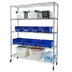 ZUN 5-Tier NSF Heavy Duty Adjustable Storage Metal Rack with Wheels & Shelf Liners Ideal for Garage, 49670774