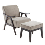 ZUN Accent Chair with Ottoman, Upholstered Mid Century Chair and Footrest, Solid Wood Arm Chair, Living W2975P223180