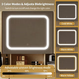 Large Vanity Table Set with LED Lighted Mirror, Vanity Desk with Charging Station, Makeup Table with 64189891