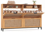 Boho Style Shoe Cabinet Cabinet with 4 Flip Drawers & Open Shelves, Freestanding Shoe Organizer for 84343778