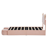 Twin Size Upholstered Platform Bed Frame with Cartoon Bear Ears Shaped Headboard for Kids Teens W3004P230681