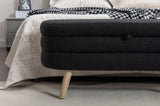 036-Boucle Fabric Storage Bench Bedroom Bench With Wood Legs For Living Room Bedroom Indoor,Black W527121994