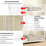 Metal Twin over Twin Bunk Bed/ Heavy-duty Sturdy Metal/ Noise Reduced/ Safety Guardrail/No Box W1935P235016