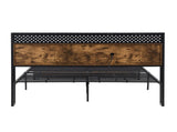 Full Size Metal Platform Bed Frame with Wooden Headboard and with Footboard USB,Charging Station,2 W311P167040