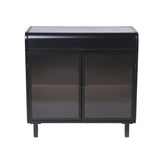 Modern Sideboard Buffet Cabinet with Tempered Figured Glass Doors, Flip Top, Inner Shelves, Metal W3122P272901