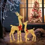 2-Piece Lighted Christmas Deer Family, Outdoor Yard Decoration Set with 210 LEDs Warm White Light, 32994196