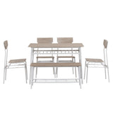 6-Piece Modern Dining Set for Home, Kitchen, Dining Room with Storage Racks, Rectangular Table, 14655245