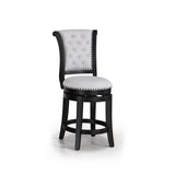 ZUN 2pc Swivel Pub Stools Counter Height 24" Chair Upholstered Seat Nailhead Trim Footrest Wooden Dining B011P262311