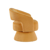 Modern Luxurious Swivel Accent Chair Yellow Soft Corduroy Upholstery Plush Seating Solid Wood B011P256233