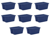 Plastic 18 Gallon Tote Box Blue Set of 8 12101977