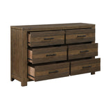 ZUN Bold Look Bedroom Antique Brown Finish 1pc Dresser of 6 Drawers Ball Bearing Glides Wooden B011P147699