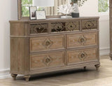 Simple Contemporary 1pc Dresser Rustic Oak Veneer Solid wood English Back Dovetail Drawers Bedroom B2741P357505