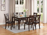 7pcs Dining Set Dining Table 6 Side Chairs Clean Espresso Finish Cushion Seats X Design back Chairs HS00F2554-ID-AHD